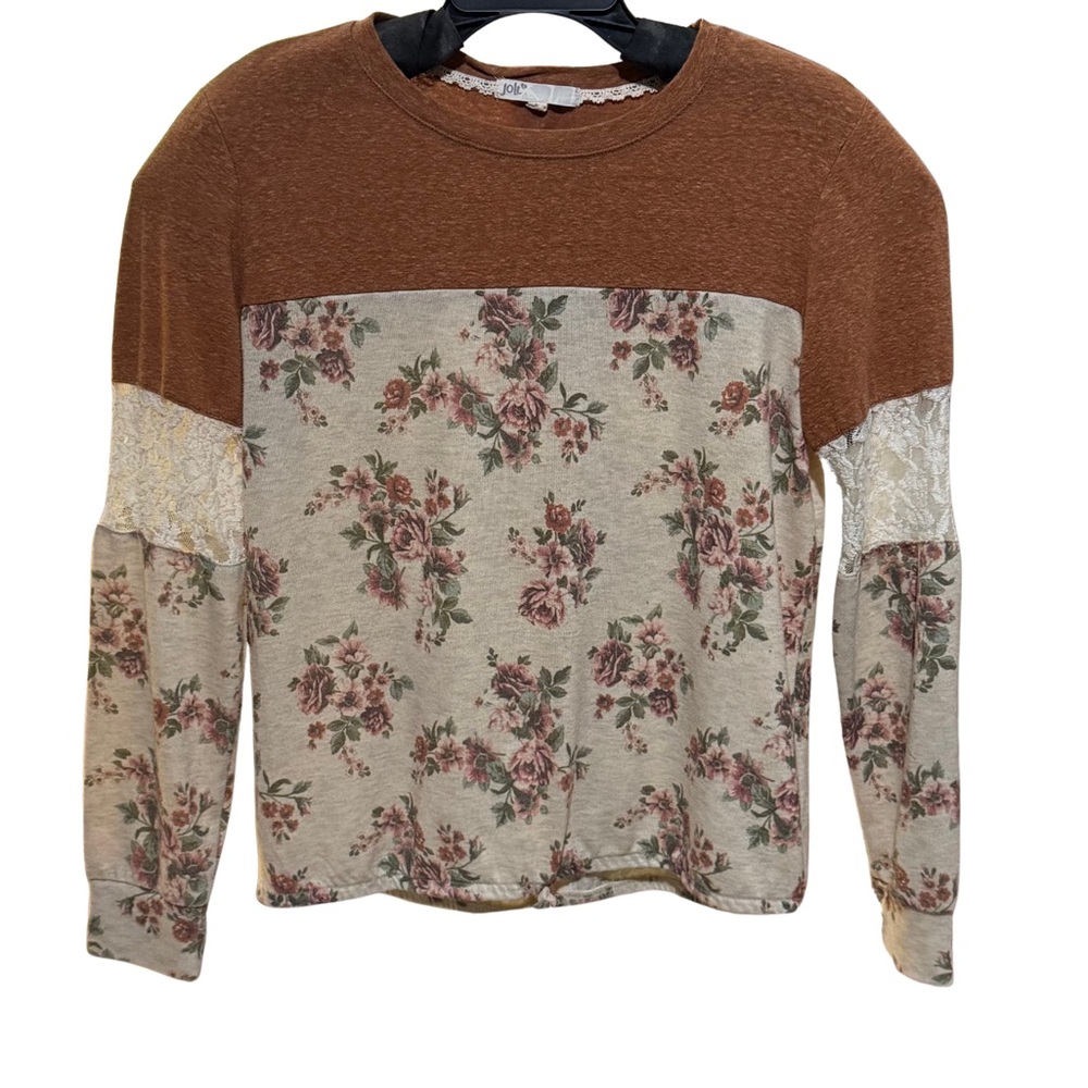 Jolt Women’s Floral & Lace Long Sleeve Top- Size L